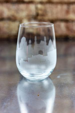 Hyderabad Skyline Wine Glass Barware - Urban and Etched