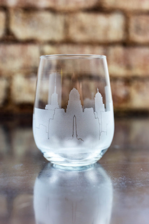 Buffalo Skyline Wine Glass Barware - Urban and Etched