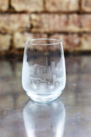 Auckland Skyline Wine Glass Barware - Urban and Etched