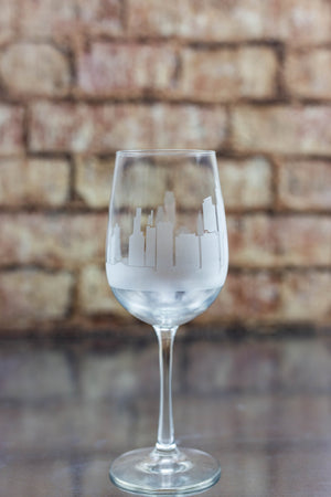 Philadelphia Skyline Wine Glass Barware - Urban and Etched