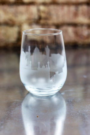 Hyderabad Skyline Wine Glass Barware - Urban and Etched