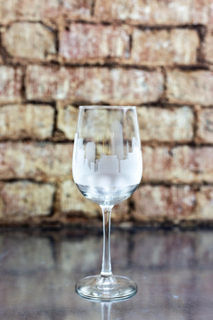 Indianapolis Skyline Wine Glass Barware - Urban and Etched