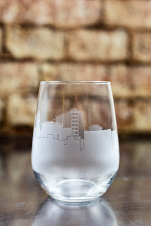 Lincoln Skyline Wine Glass Barware - Urban and Etched