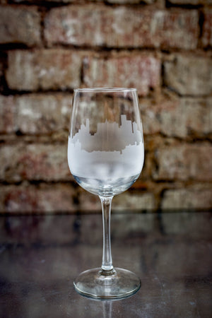 Brooklyn Skyline Wine Glass Barware - Urban and Etched