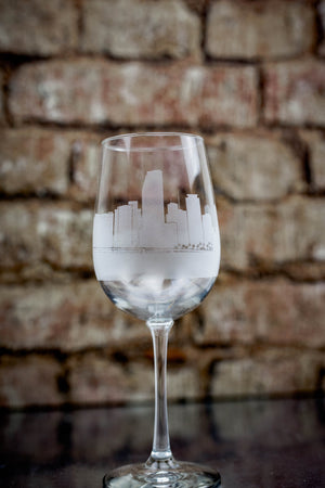 Miami Skyline Wine Glass Barware - Urban and Etched
