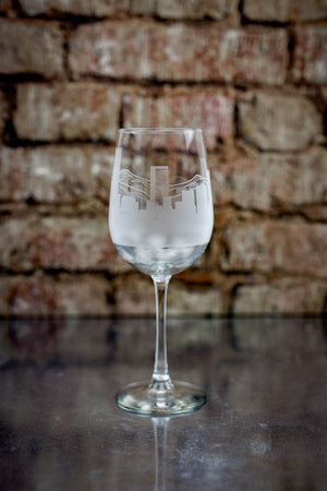 Denver Skyline Wine Glass Barware - Urban and Etched