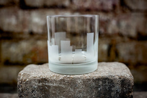 Portland, Oregon  Skyline Rocks Glass Barware - Urban and Etched