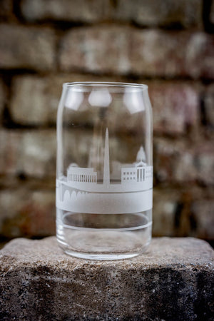 Custom Request Skyline Glass Can Coffee Cup - Urban and Etched