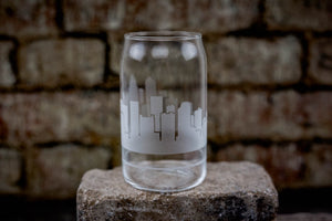 Charlotte Skyline Glass Can Coffee Cup - Urban and Etched