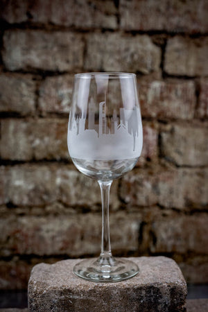 Glasgow Scotland Skyline Wine Glass Barware - Urban and Etched