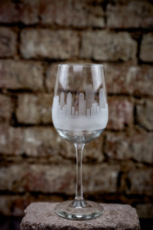 San Diego Skyline Wine Glass Barware - Urban and Etched