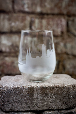 Helsinki Skyline Wine Glass Barware - Urban and Etched