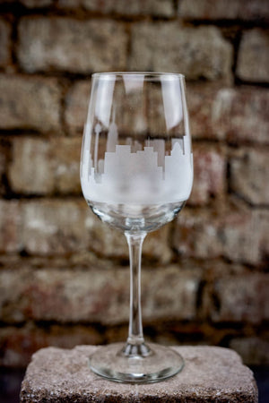 San Antonio Skyline Wine Glass Barware - Urban and Etched