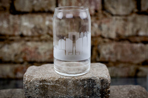 Honolulu Skyline Glass Can Coffee Cup - Urban and Etched