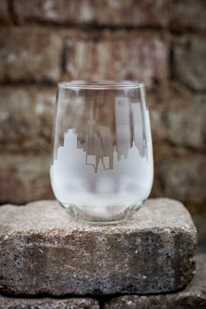 Madrid, Spain Skyline Wine Glass - Urban and Etched