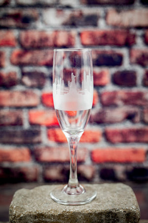 Custom Request Skyline Champagne Flute - Urban and Etched
