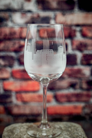 Akron, Ohio Skyline  Wine Glass - Urban and Etched