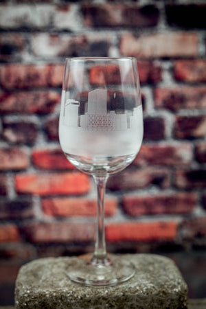 Akron, Ohio Skyline  Wine Glass - Urban and Etched