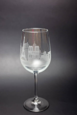 Paris Skyline Wine Glass Barware - Urban and Etched