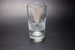 Baltimore Skyline Etched Tom Collins Highball Cocktail Glass - Urban and Etched