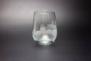 Charleston, South Carolina Skyline Wine Glass Barware - Urban and Etched
