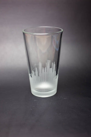 New York City (NYC) Skyline Pint Glass Barware - Urban and Etched