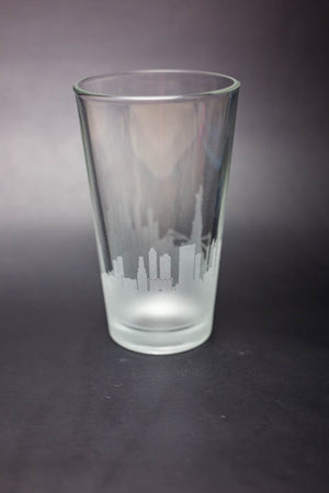 New York City (NYC) Skyline Pint Glass Barware - Urban and Etched