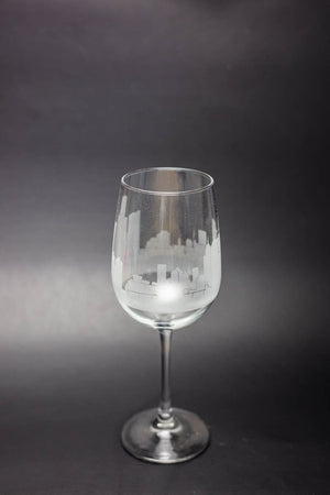 Detroit Skyline Wine Glass Barware - Urban and Etched