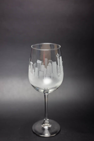 Seattle Skyline Wine Glass Barware - Urban and Etched
