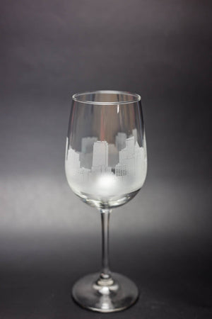 Ft. Lauderdale Skyline Wine Glass Barware - Urban and Etched