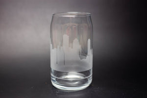 Boston Skyline Glass Can Coffee Cup - Urban and Etched