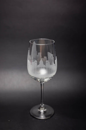 Barcelona Skyline Wine Glass Barware - Urban and Etched