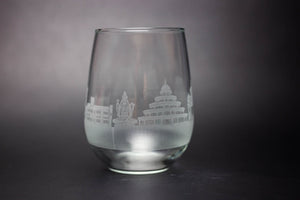 Bangalore India Skyline Wine Glass Barware - Urban and Etched