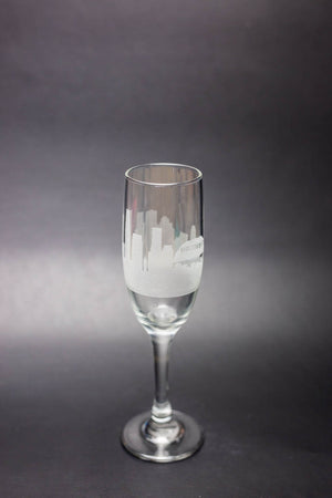 Los Angeles Skyline Champagne Flute Barware - Urban and Etched