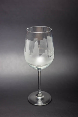 Portland, Oregon Skyline Wine Glass Barware - Urban and Etched