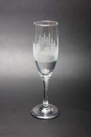 New York City (NYC) Skyline Champagne Flute  Barware - Urban and Etched