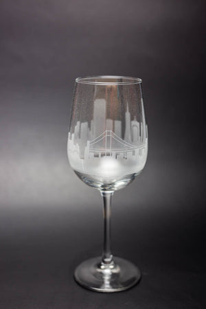 San Francisco Skyline Wine Glass Barware - Urban and Etched