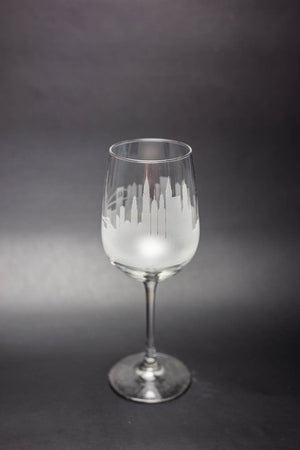 New York City (NYC) Skyline Wine Glass Barware - Urban and Etched