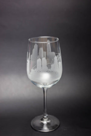 Hong Kong Skyline Wine Glass Barware - Urban and Etched