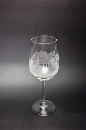Athens Skyline Wine Glass Barware - Urban and Etched
