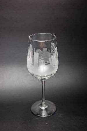 Baltimore City Skyline Wine Glass Barware - Urban and Etched