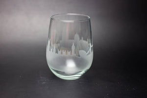 London Skyline Wine Glass Barware - Urban and Etched