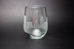 Providence Skyline Wine Glass Barware - Urban and Etched
