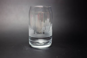 Boston Skyline Glass Can Coffee Cup - Urban and Etched