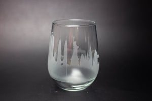 Traveler World Landmark City Skyline Wine Glass Barware - Urban and Etched