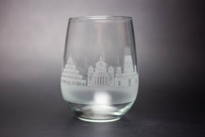 Bangalore India Skyline Wine Glass Barware - Urban and Etched