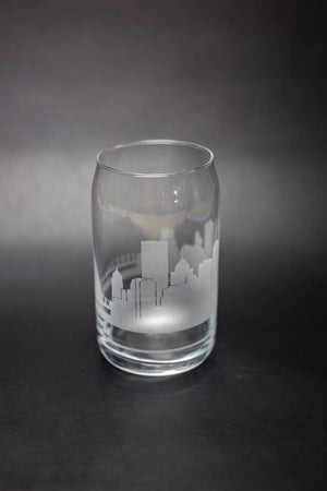 Pittsburgh Skyline Glass Can Coffee Cup - Urban and Etched