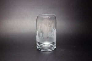 Chicago Skyline Glass Can Coffee Cup - Urban and Etched