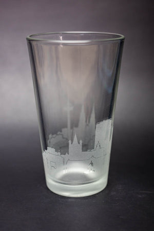 Cologne Skyline Pint Glass - Cologne Skyline Beer Glass - Etched Gift - Panoramic City Design - Urban and Etched