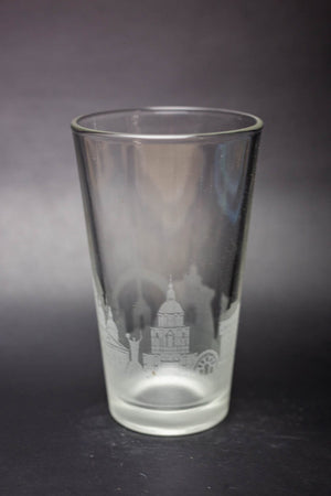 Kyiv Skyline Pint Glass - Skyline Beer Glass - Etched Gift - Panoramic City Design - Urban and Etched